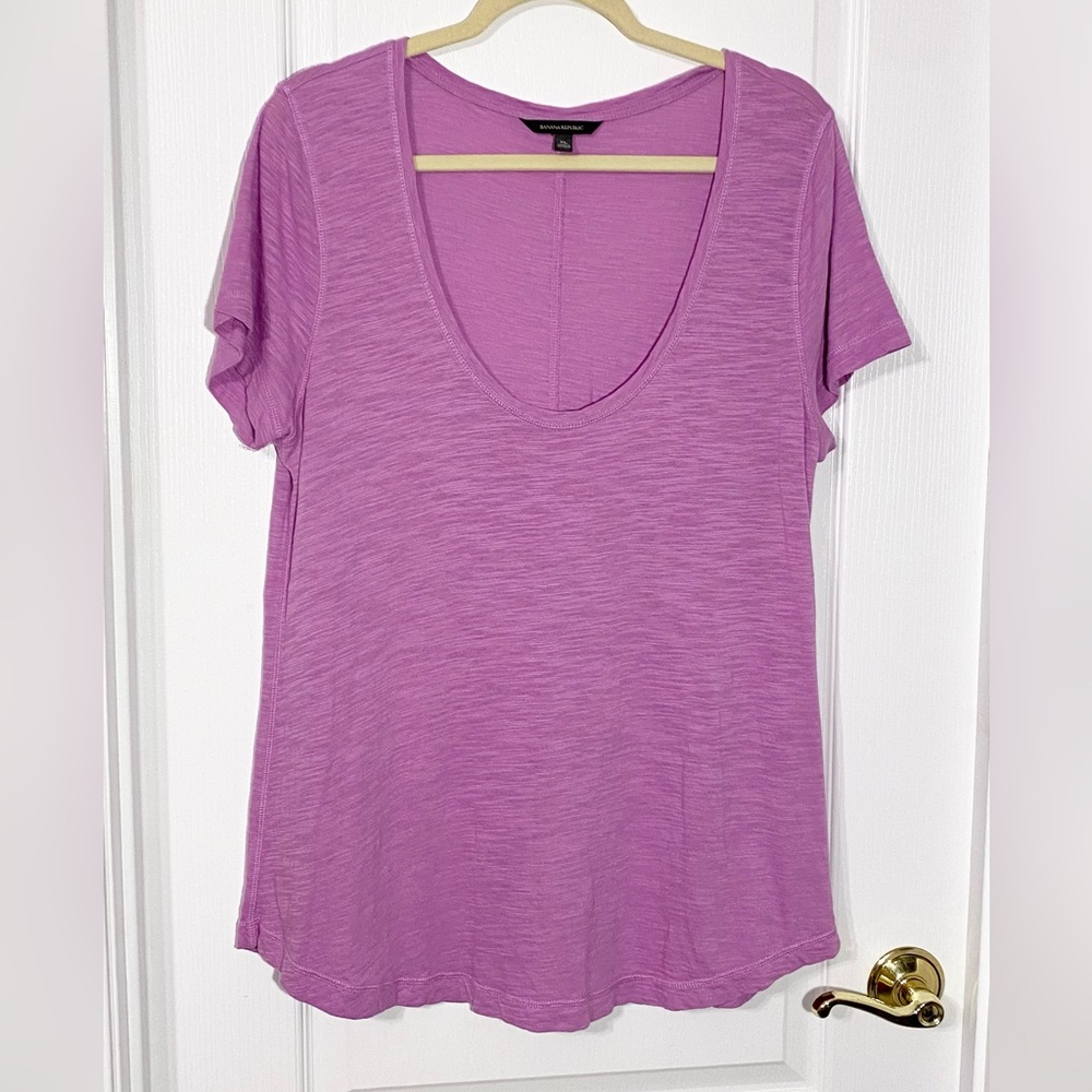 Banana Republic Scoop Neck Cotton Modal Short Sleeve Tee Lilac Purple Size XL